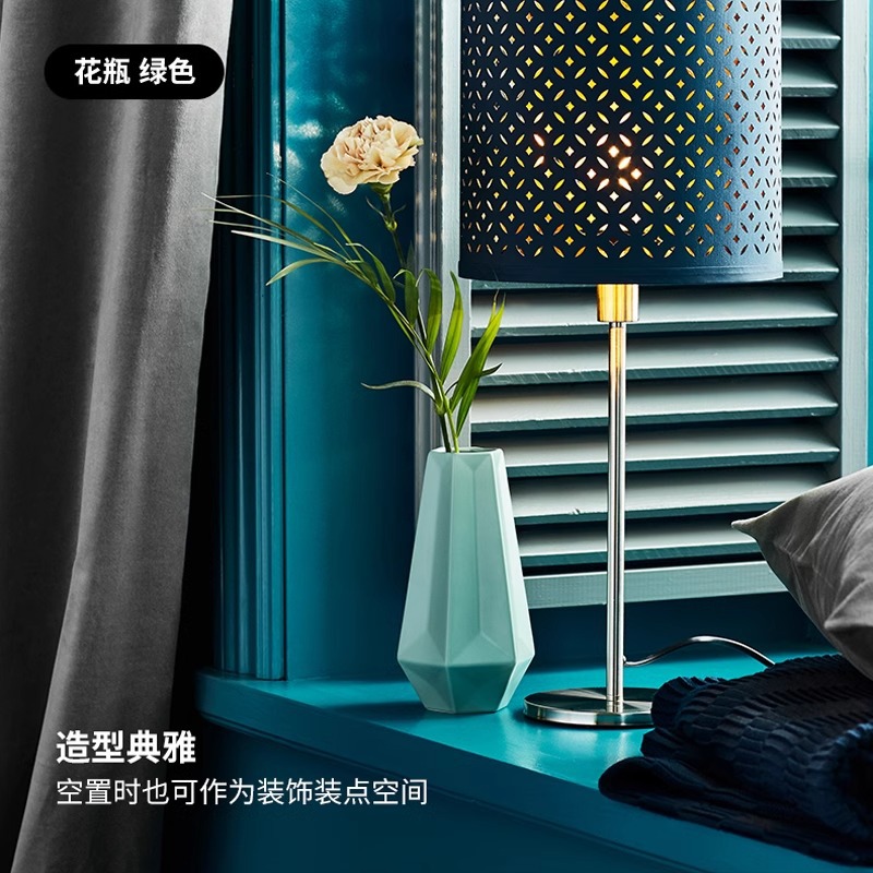 北欧菱格造型陶瓷花瓶客厅桌面花器房间插花养花装饰瓶子创意摆件