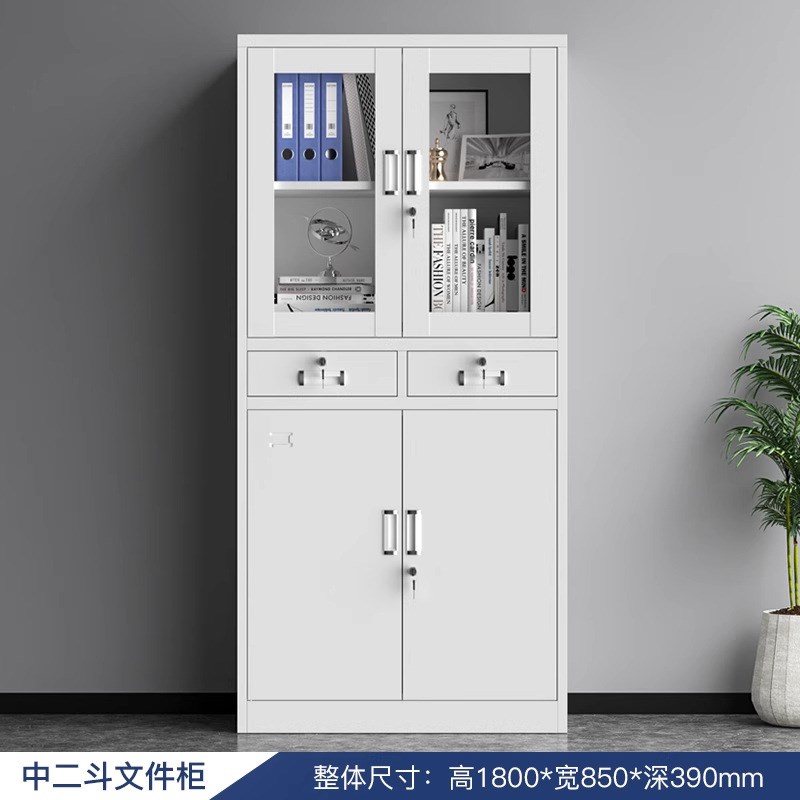 铁皮文件柜钢制储物柜办公室资料柜收纳柜财务凭证柜带锁带抽矮柜
