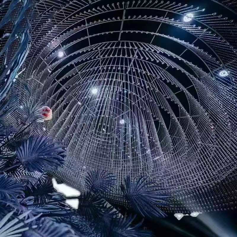婚庆道具铁艺水晶珠帘吊顶挂架弧形架圆环婚礼堂舞台空中布置装饰