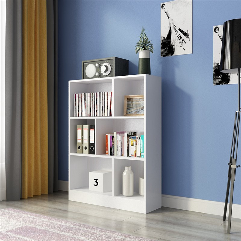 简约现代书架书柜简易拼装客厅置物架落地储物架收纳格子柜木柜子