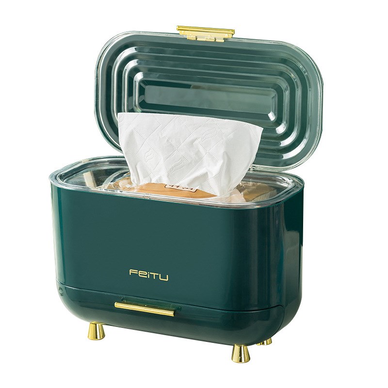 烁室轻奢家用纸巾收纳盒掀盖式大容量客厅桌面抽纸盒日用品收纳箱