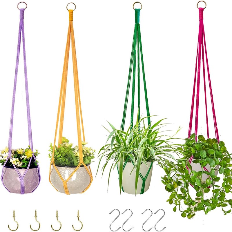 组合款波西米亚花盆网兜手工编织悬挂花盆花园植物装饰品花盆网兜