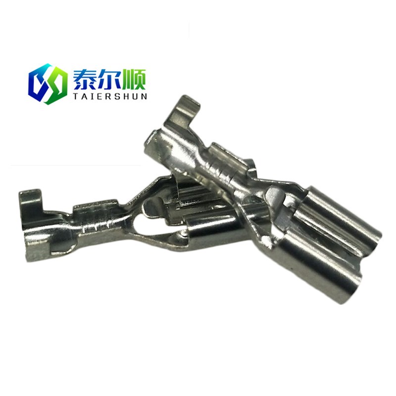 带锁2.8 4.8 6.3插簧端子接插件冷压接线开关片座铜6.3自琐插簧q