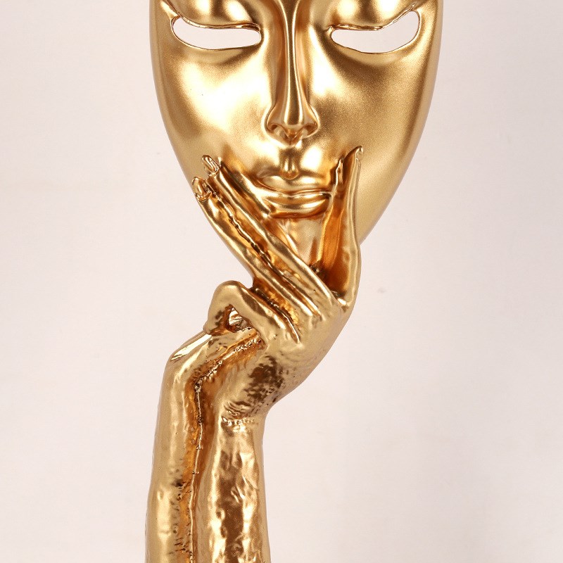 欧式创意家居摆件客厅酒柜装饰品脸谱面具抽象金色装饰玄关摆设