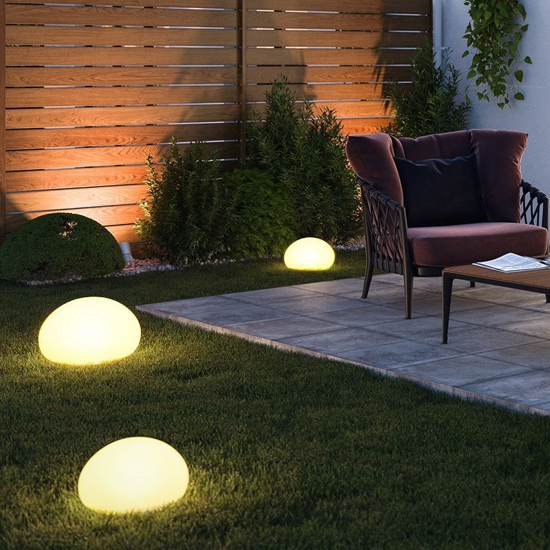 发光石头灯太阳能草坪灯户外防水庭院花园造景网红插地灯鹅卵石灯