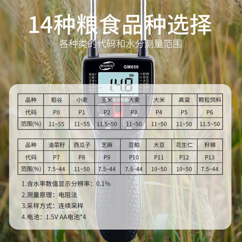 标智GM650手持数显粮食水分仪小麦大豆玉米湿度粮食分含量测量仪
