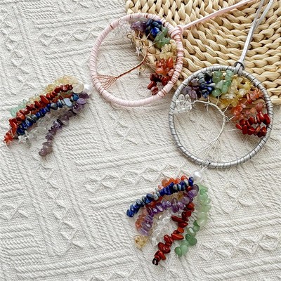 水晶石车挂手工编织捕梦网汽车挂件女士车内装饰品精美车挂饰