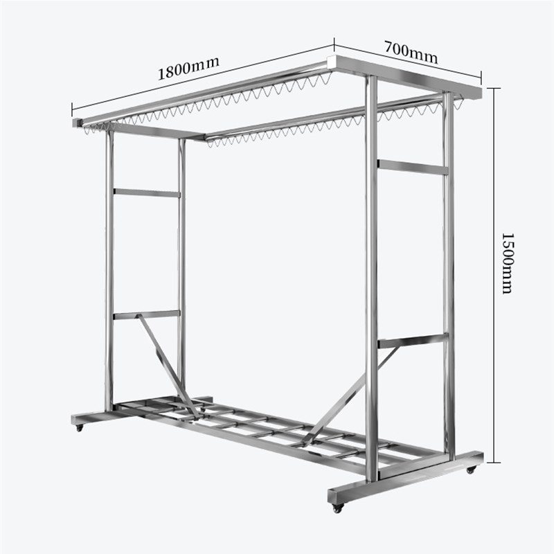 304不锈钢落地式移动晾衣架户外阳台室内晒衣杆晒被子凉衣架架子