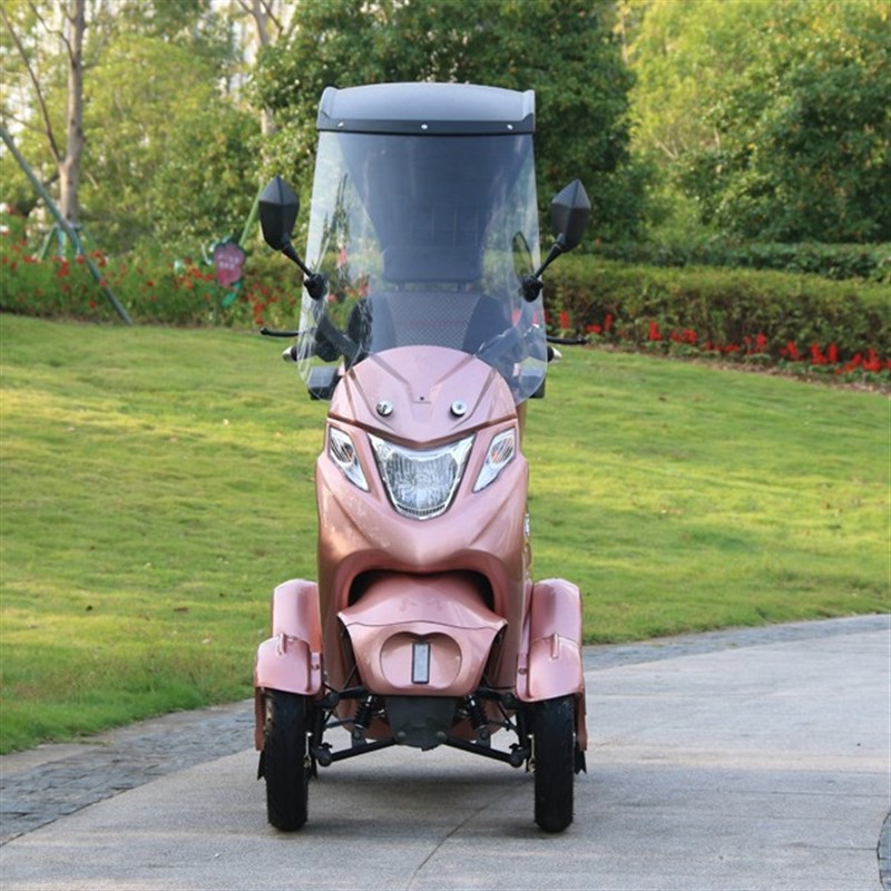 新款半封闭老年人电动三轮车顶棚代步车双人座四轮家用助力残疾车