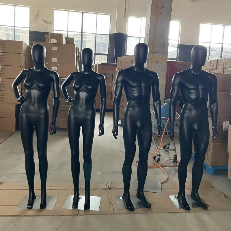 工厂陈列全身男模特黑色塑料假人模特橱窗展示架模型仿真道具