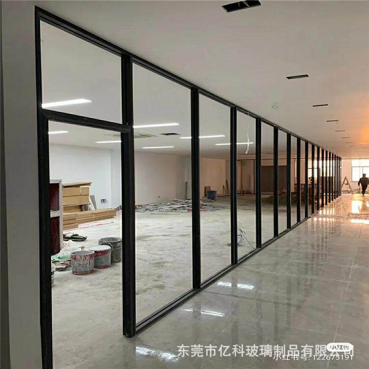 12MM钢化玻璃隔断墙玻璃屏风厂房办公隔断铝合金玻璃隔断高端大气