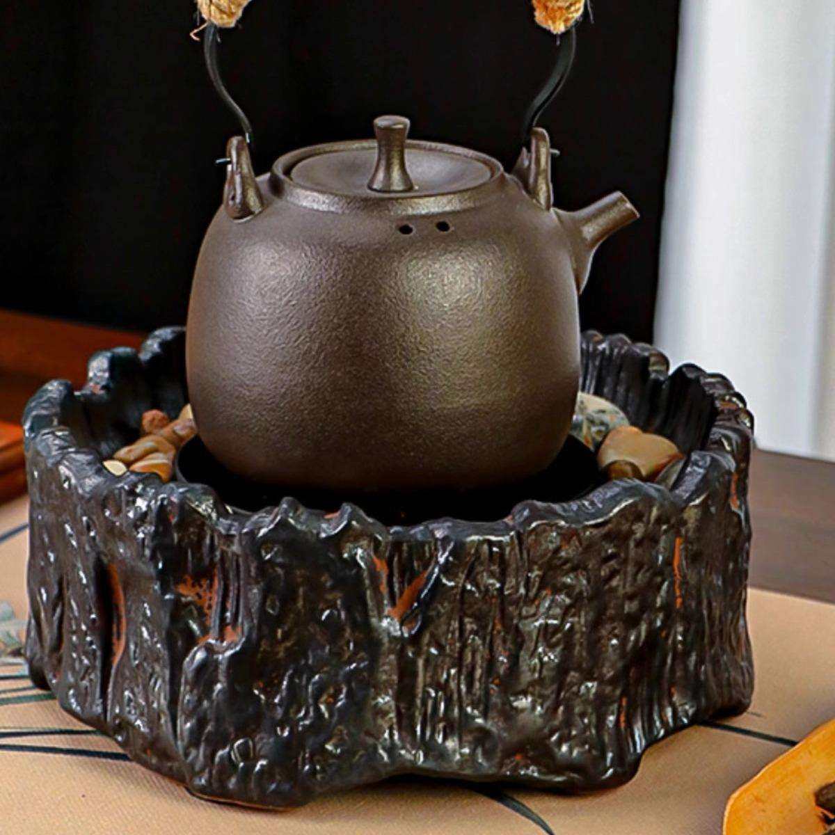 岳恒老岩泥电陶炉茶炉玻璃蒸小型台式烧水壶电热炉