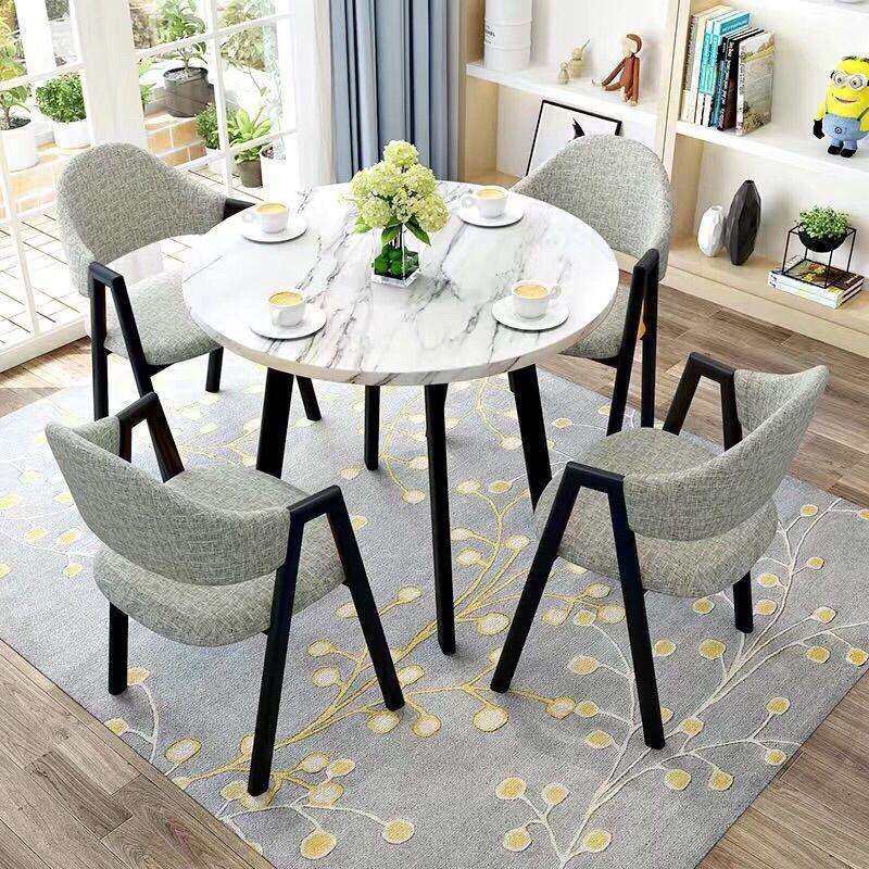 浅谈桌椅组合咖啡点奶茶店圆形桌子办公休闲小户型餐桌北欧家用