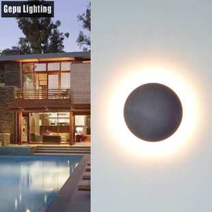 户外壁灯室外防水庭院灯外墙面壁挂灯别墅小花园装饰圆形铝材灯