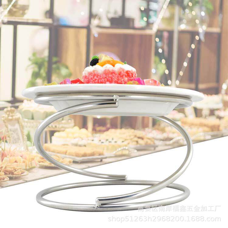 不锈钢圆形小吃碟架酒吧KTV创意桌面摆台 欧式餐厅蔬果甜品西点架