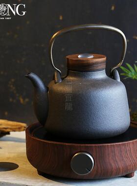 宜龙月泉感温式陶壶手工铜把提梁煮茶壶烧水壶家用茶具电陶炉茶壶