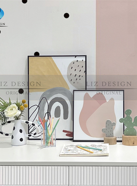 创意小清新装样板间儿童房桌面摆件套装小孩房饰品彩铅绘本装饰画