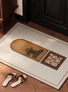 中古风入户地垫门口除尘耐脏免洗脚踏垫丝圈进门蹭土防滑垫可裁剪