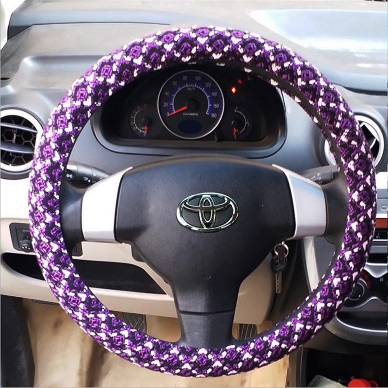 夏季现代朗动悦动索八瑞纳名图胜达ix25汽车方向盘套四季亚麻把套