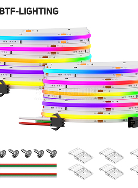 24V柔性LED幻彩COB灯带WS2811IC匀光fcob跑马流水RGB全彩12V灯条
