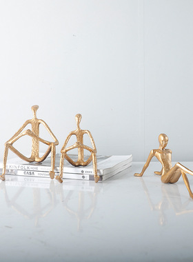 现代金属人物雕塑样板房创意摆件会所别墅酒店家居软装饰品