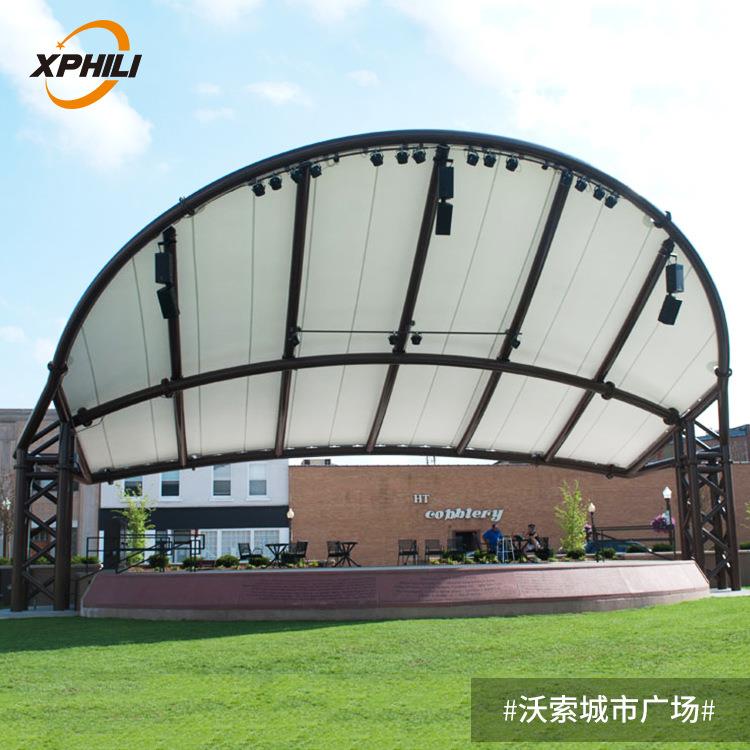 厂家直供PVCPTFE广场看台膜结构雨篷广场遮阳结构棚包测量安装