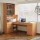 定制橡木书桌书柜一体实木玻璃书架学习电脑桌靠墙转角儿童写字桌