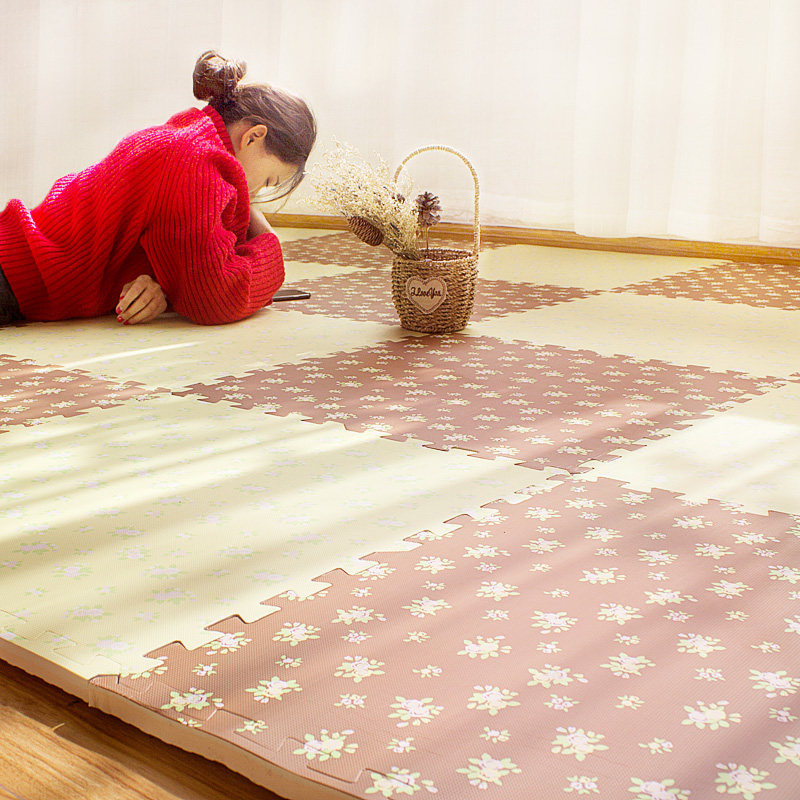田园覆膜泡沫地垫儿童学步拼接地板垫子大号加厚2cm60x60爬爬垫