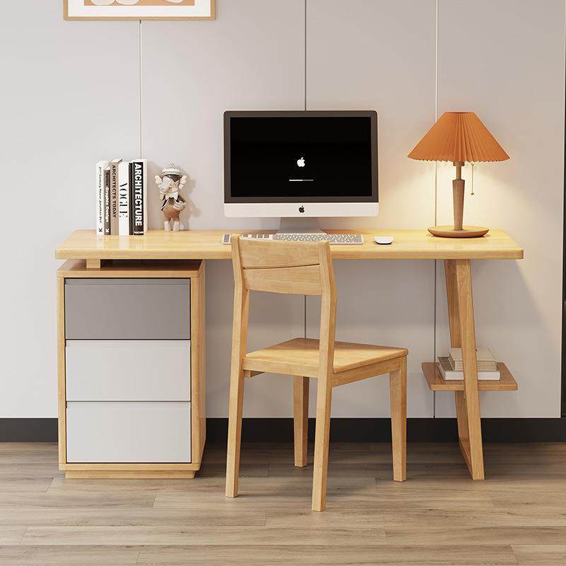 简约现代书台式电脑家用办公实木腿卧室简易桌板学习桌写字桌子