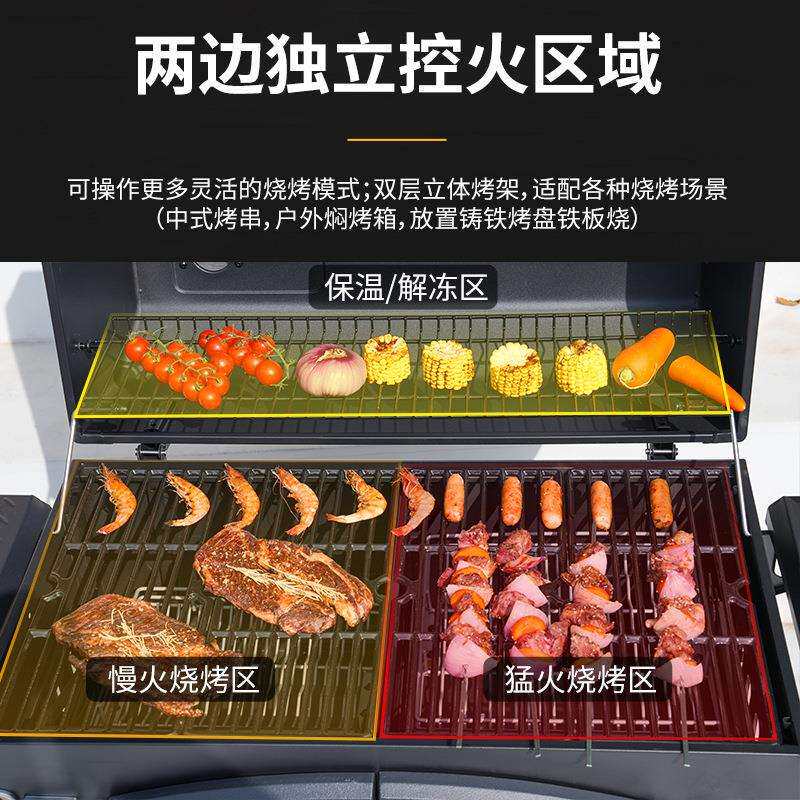庭院户外木炭碳烤烧烤炉 高端花园大烤架移动出口加厚BBQ焖烤家用
