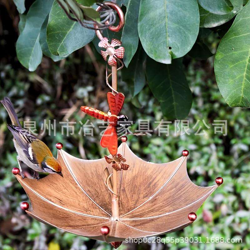 跨境爆款伞形蜻蜓喂鸟器,蝴蝶喂鸟器花园庭院挂件金属工艺品