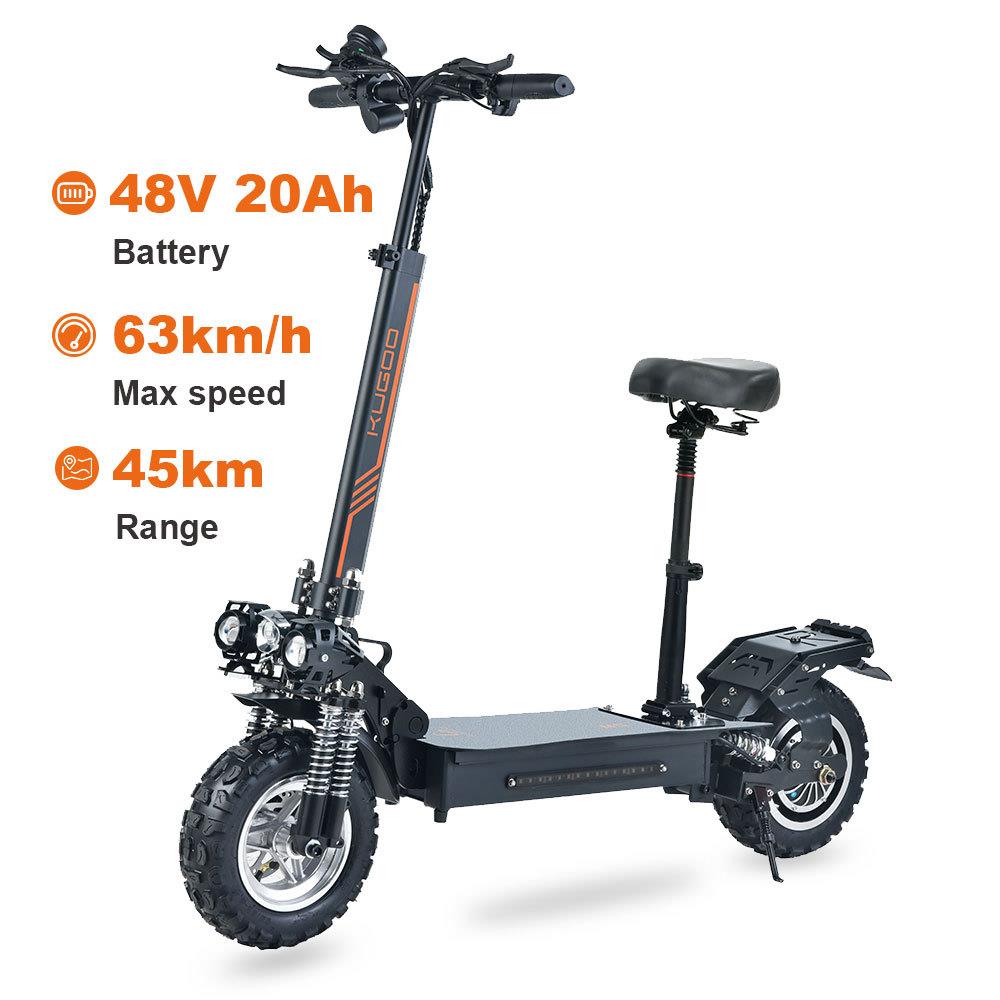 KUGOO M5可折叠成人电动滑板车1200W 60KM公里范围45公里/小时48v