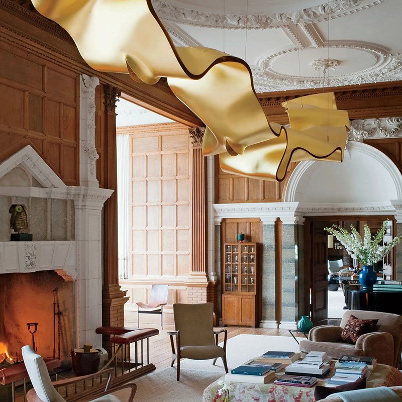 售楼部沙盘飘带吊灯后现代吧台酒店大堂宴会厅商场造型艺术工程灯