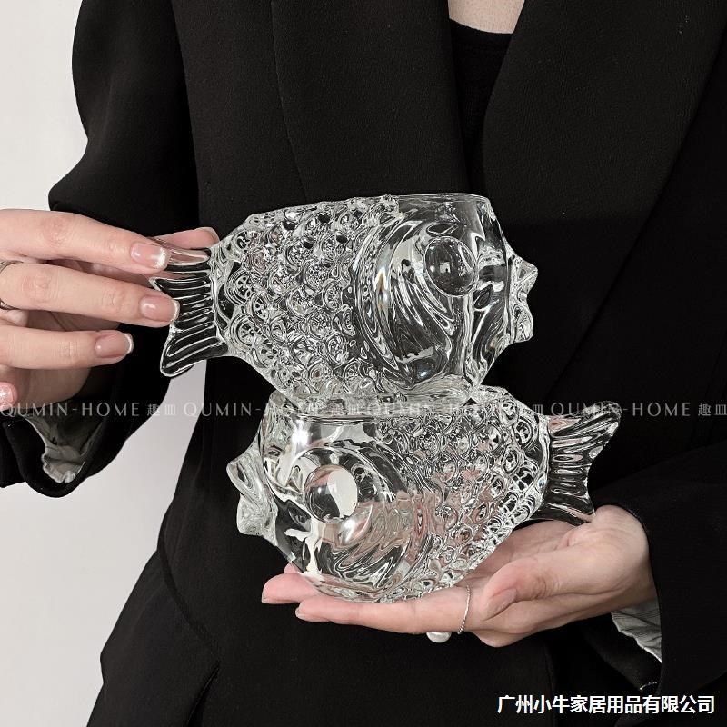 趣皿*创意个性玻璃威士忌酒杯小众锦鲤起泡鸡尾酒杯稀奇古怪杯子