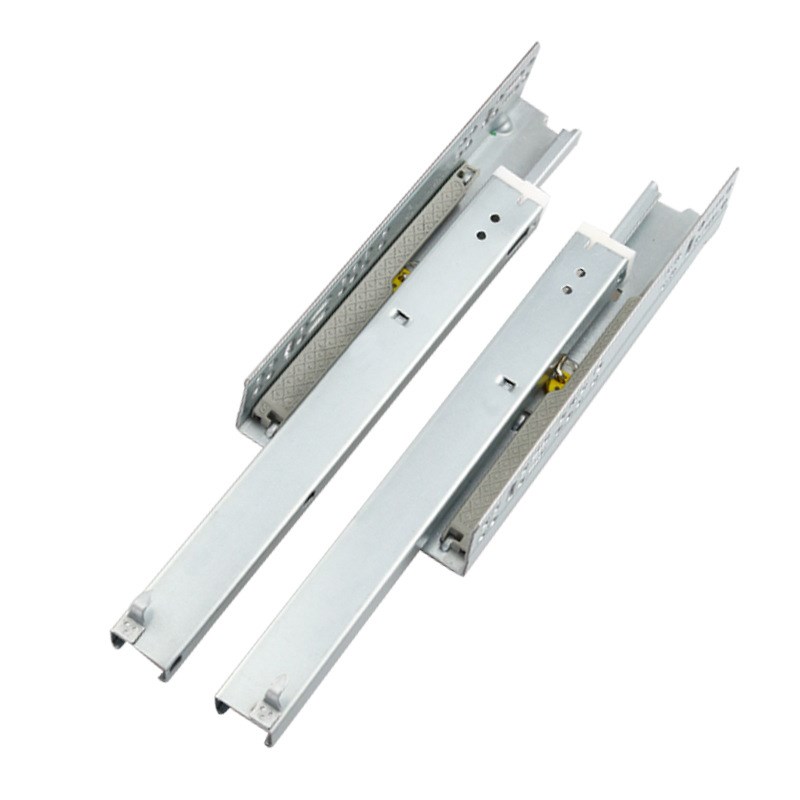 三节隐藏式托底滑轨底装缓冲阻尼抽屉道轨导轨滑道