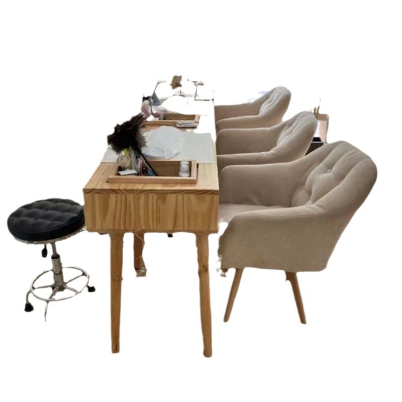 实木美甲桌吸尘器镶嵌式日式单人美甲桌子小型网红美甲桌椅工作台