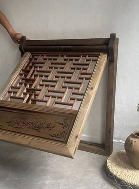 做专属制作实木上AL102123支摘窗户中式古翻旧门窗推拉窗镂空花格
