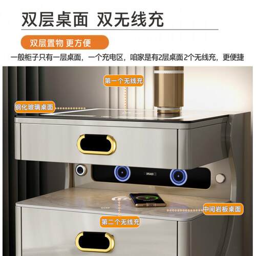 电AVB虎牌智能指无线床头柜保险柜现锁代简约充纹床边柜保险箱一
