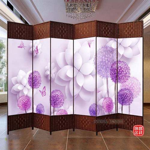 屏风隔断简约现代屏木折叠面移实动推拉双客厅简易折门帘装饰6扇