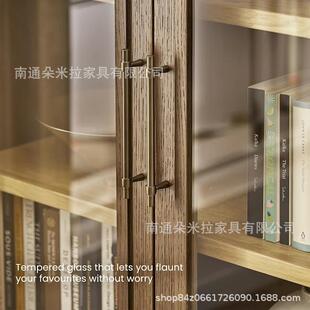 式拱形柜书式复古落地式书架储物柜客厅置法物柜满墙展书99519美