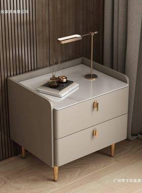 意式床头柜卧室简约家现0558代床边柜储物收纳用轻柜奢岩板简易整