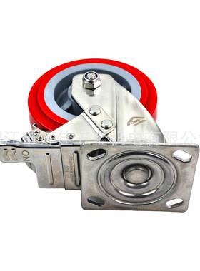 源头工HJ802915厂直6X2型304全双不锈钢平板刹车重聚供氨脂PU脚轮