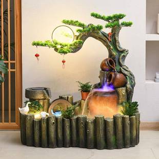 田园假山水喷庭泉客厅鱼池院入户阳台流造地景办公室JJX落装饰摆