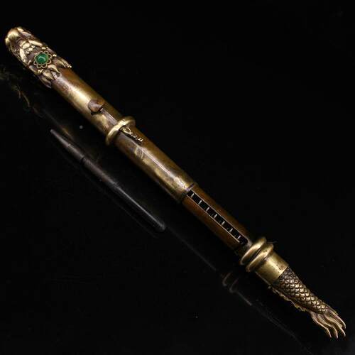 厂直销古复古YX-10-24工艺品珍藏家铜制镶玩嵌宝石古龙复袖剑摆饰