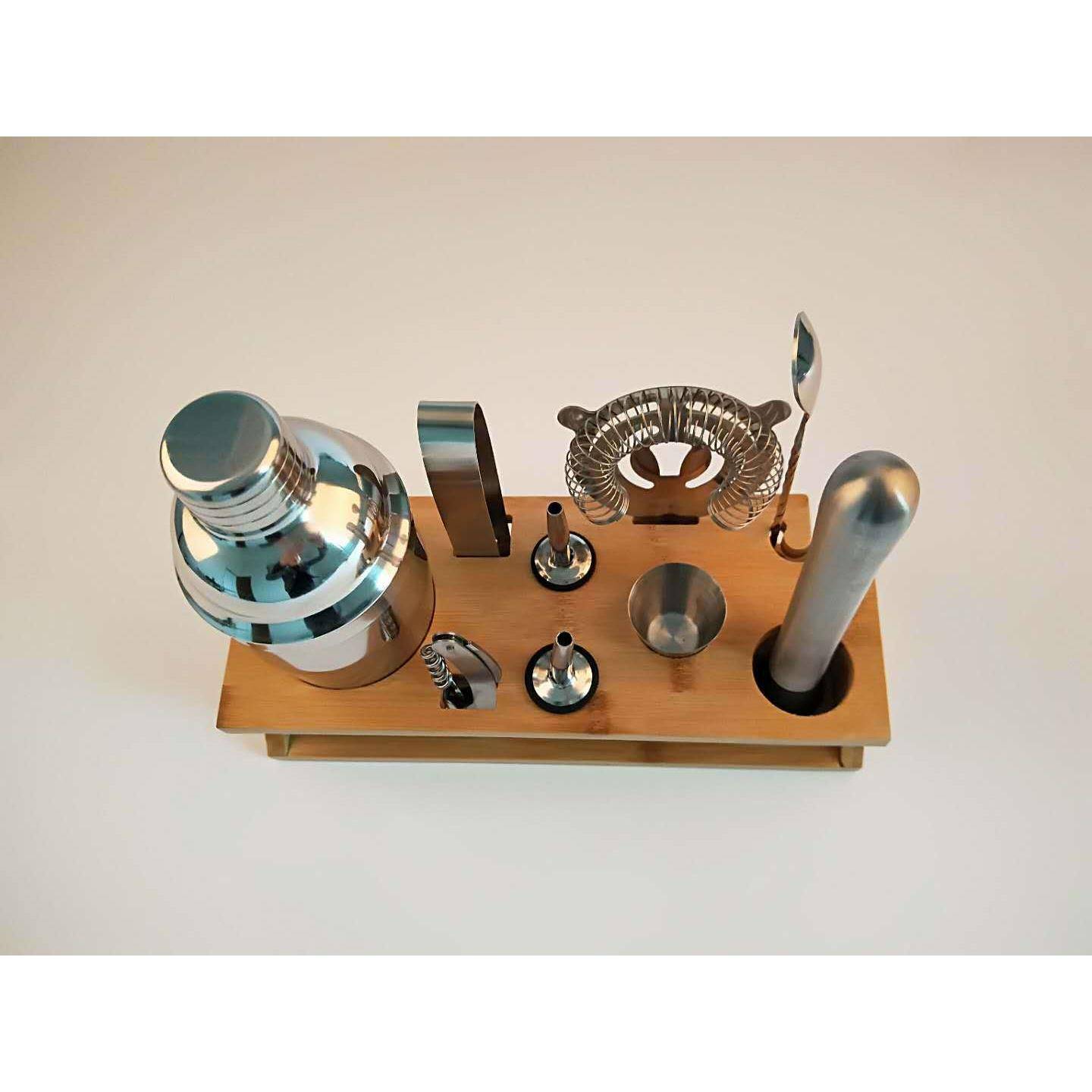 跨by-10境酒不钢调器竹套锈装架斜口10件酒吧鸡尾酒调酒工具