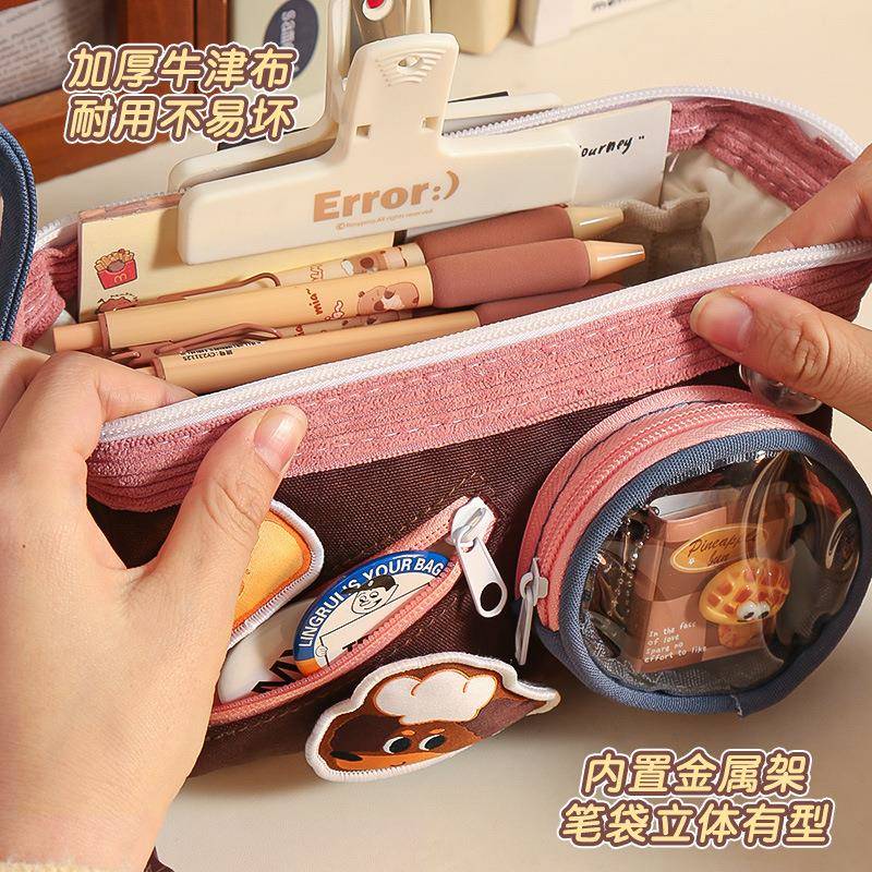 具撞色笔袋202255新款火痛女超孩小学生文袋高颜值大包容量铅笔盒