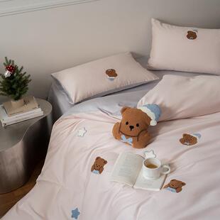 可卡通毛S巾绣全棉被套50爱岚町设计师上款纯棉床四件套学生宿舍3