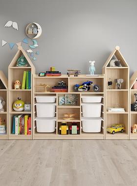 9W儿童架实木收纳柜绘本架城堡UMS合书柜置幼物宝宝书收纳架组儿