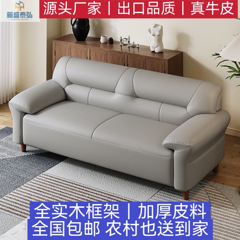 欧式真皮沙发简约三人位小户型双人沙发客厅家用办公皮艺沙发组合