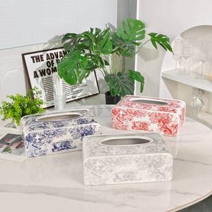 茹伊红蓝灰老虎纸巾盒高端轻奢客厅茶几创意家居装饰品